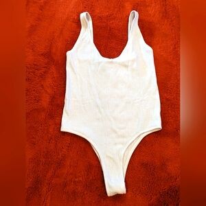White ribbed bodysuit